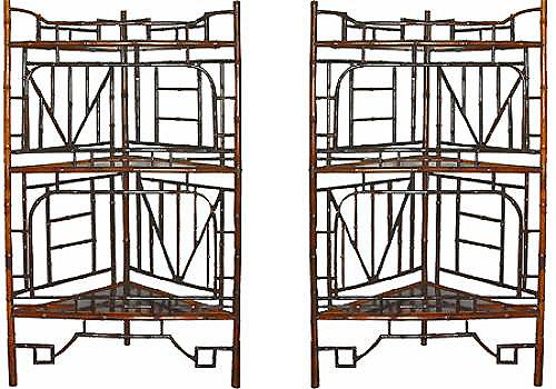 A 19th Century Pair of Faux Bamboo Lacquered Petite Corner Etageres No. 2609