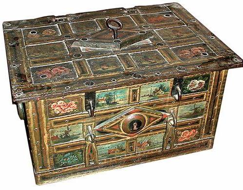 An 18th Century Polychromed Dutch Armada Iron Trunk 60