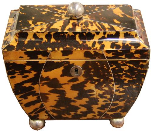 An Unusually Shaped 1820 English Tortoiseshell Tea Caddy No. 2689