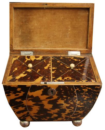 An Unusually Shaped 1820 English Tortoiseshell Tea Caddy No. 2689