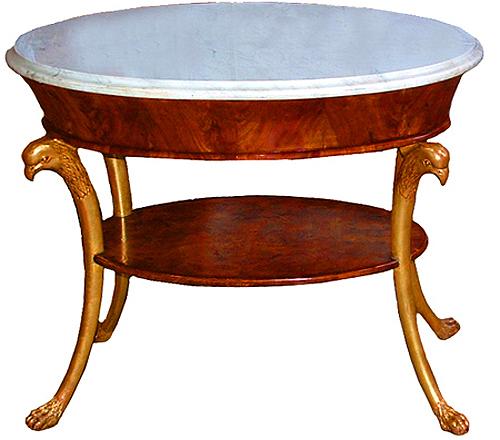 An 18th Century Italian Regency Ovoid and Parcel-Gilt Mahogany Side Table No. 2685