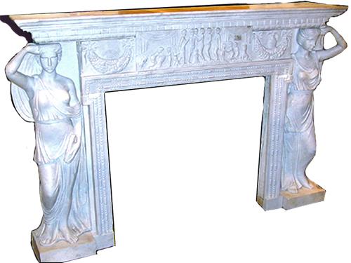 A Finely Carved Italian White Marble Mantel No. 1465