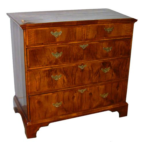 An Understated 18th Century Tiger Stripe Walnut Queen Anne Chest of Drawers No. 2512