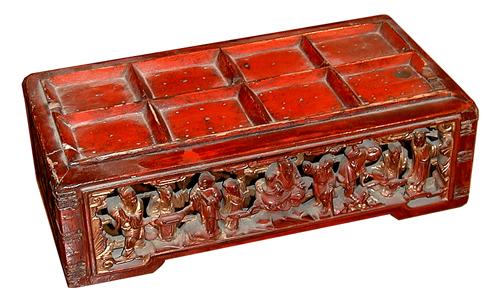 A 19th Century Miniature Oriental Carved Red Lacquer Stand No. 506