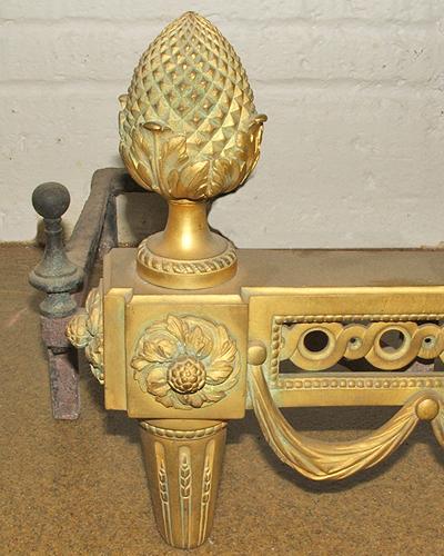 A Handsome Pair of 19th Century Louis XVI Gilt-Bronze Andirons No. 192