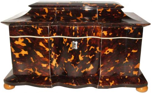 An Unusually Large and Rare 19th Century English Regency Tortoiseshell Tea Caddy No. 2832