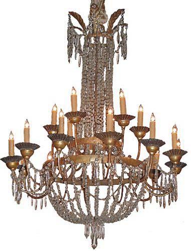 A Rare 18th Century Silver Gilt 18 Light Crystal Chandelier No. 2634