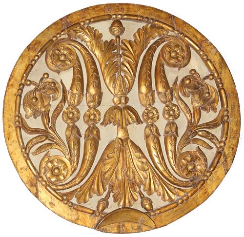 A Monumental 18th Century Italian Carved Giltwood Architectural Medallion No. 2843