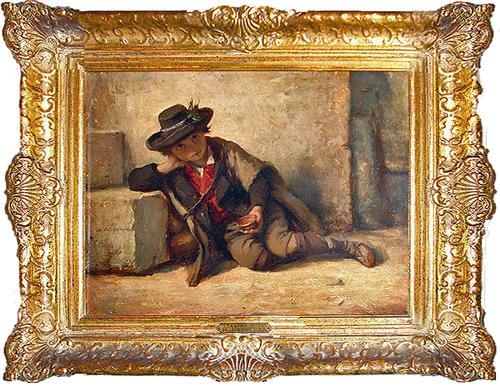 The 19th Century Oil on Panel, The Italian Boy by Hubert von Herkomer No. 2885