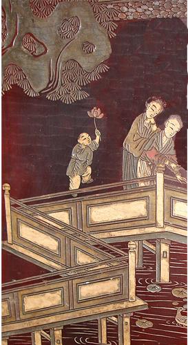 An 18th Century Chinese Sang de Boef Lacquer Screen No. 2874