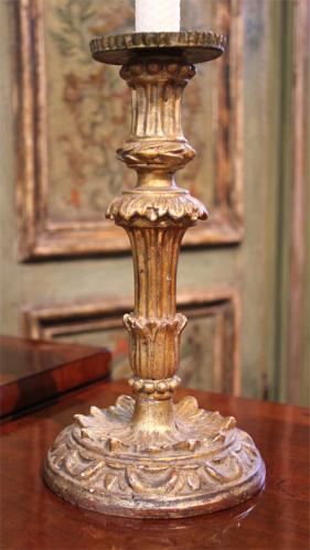 A Pair of 18th Century Giltwood Venetian Candlesticks No. 2929