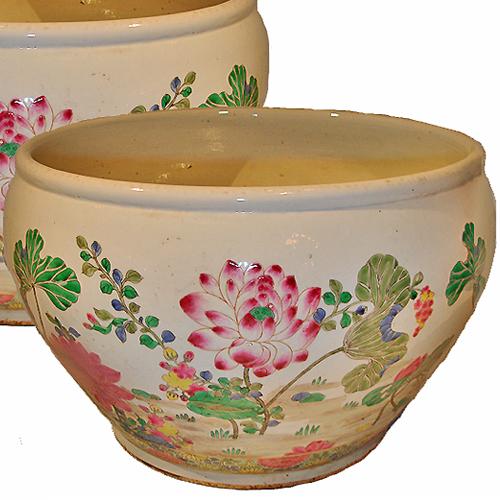 A Pair of Large 19th Century Famille Rose Chinese Porcelain Pots No. 2926