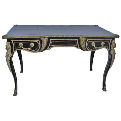 An Elegant French Louis XV Black Lacquered Bureau Plat No. 2882