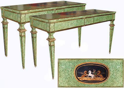 A Rare Pair of Early 19th Century Italian Scagliola Consoles No. 2665