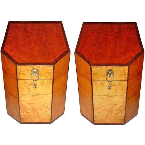 A Striking Pair of Early 19th Century English Regency Bird’s-Eye Maple Knife Boxes No. 3026