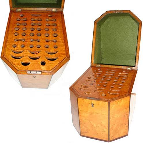 A Striking Pair of Early 19th Century English Regency Bird’s-Eye Maple Knife Boxes No. 3026