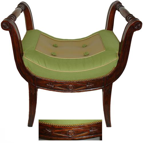 A Pair of Late French Empire Walnut Curule Benches No. 3052