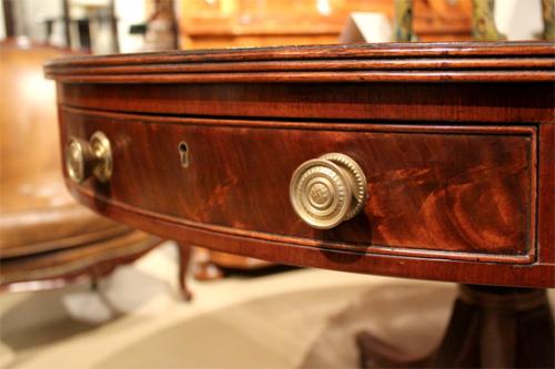 An 18th Century English Flame Mahogany Drum Table No. 2656