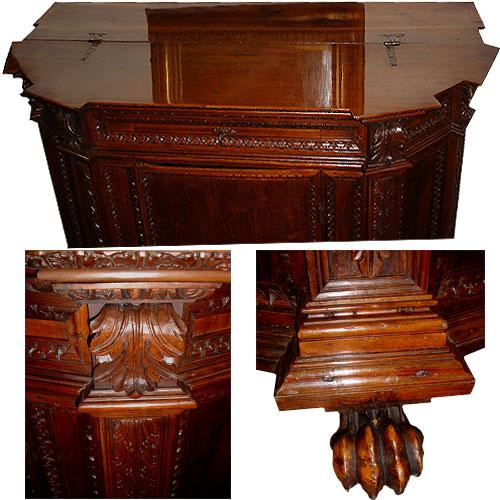 An 18th Century Italian Notched Hinged Top Walnut Credenza No. 3100