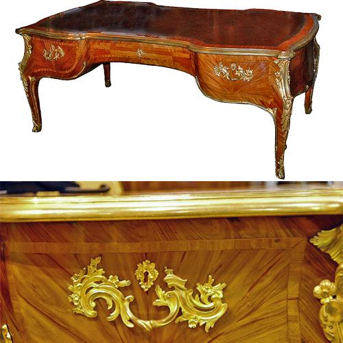 A Late 19th Century Louis XV Tulipwood Bureau Plat No. 2397