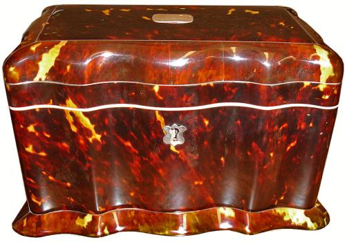 An English 19th Century Tortoiseshell Tea Caddy of Unusual Undulating Form No. 3128