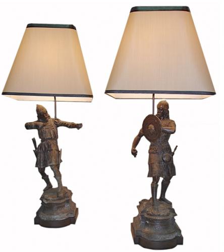 An Early 20th Century Pair of Cast Mixed Metal Warriors No. 3005