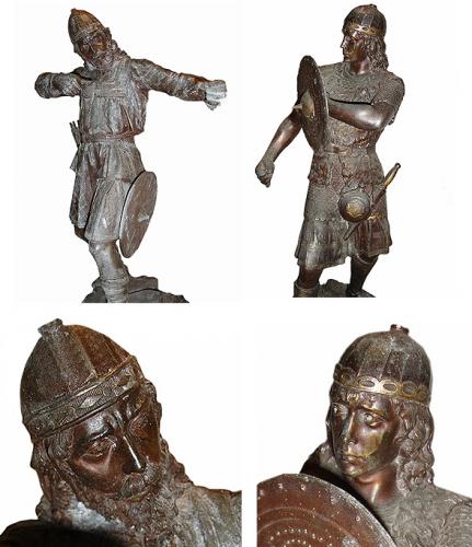 An Early 20th Century Pair of Cast Mixed Metal Warriors No. 3005