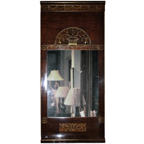 A 19th Century Swedish Mahogany and Brass Inlay Mirror No. 2003