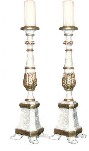A Pair of 18th Century Italian Parcel-Gilt and Polychrome Candlesticks No. 35