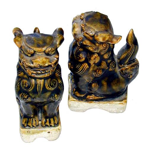 A Pair of Chinese Green Glazed Fu Dogs No. 1406