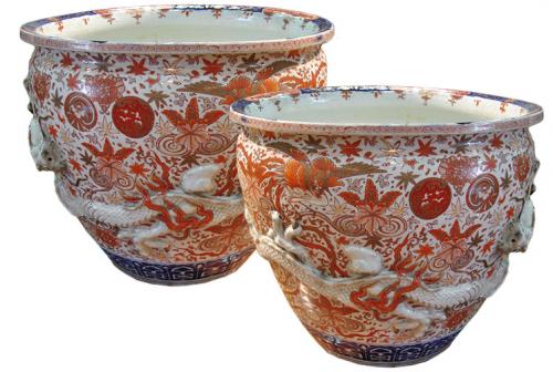 An Imposing Pair of 19th Century Imari Porcelain Jardinières No. 3115