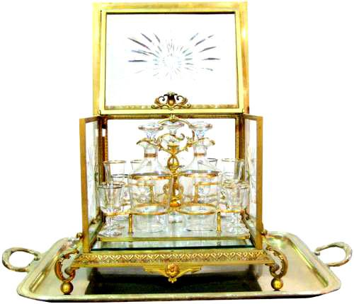 A 19th Century Cut Crystal and Gilt Cave a Liquèur Set No. 3141