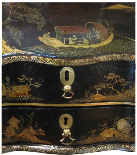 An 18th Century English Black and Gold Chinoiserie Adjustable Vanity Mirror No. 3165