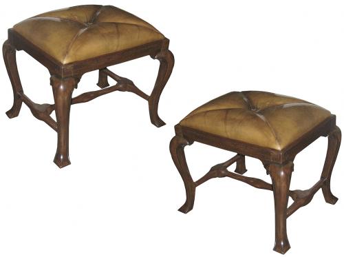 A Pair of Continental French Walnut Tabourets No. 3229