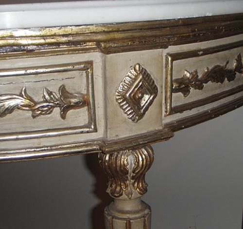A Rare and Pristine Pair of 18th Century Italian Louis XVI Demilune Console Tables No. 2015