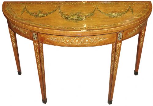 A Late 18th Century Folding Demilune Games Table in the Adams Taste No. 3267