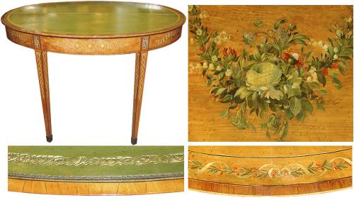 A Late 18th Century Folding Demilune Games Table in the Adams Taste No. 3267