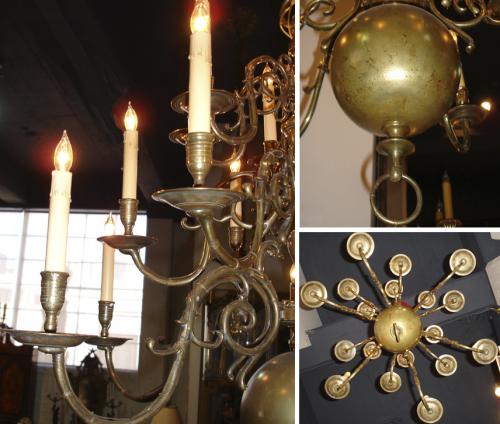 An 18th Century Fine Dutch Eighteen-Light Three Tiered Brass Chandelier No. 3227