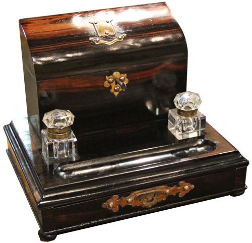 A Luxurious 19th Century English Rosewood Inkwell and Writing Set No. 3285