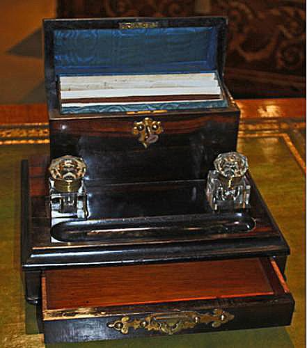 A Luxurious 19th Century English Rosewood Inkwell and Writing Set No. 3285
