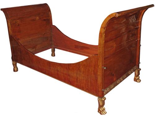 An Early 19th Century Italian Empire Walnut Lit en Bateau Bed No. 3291