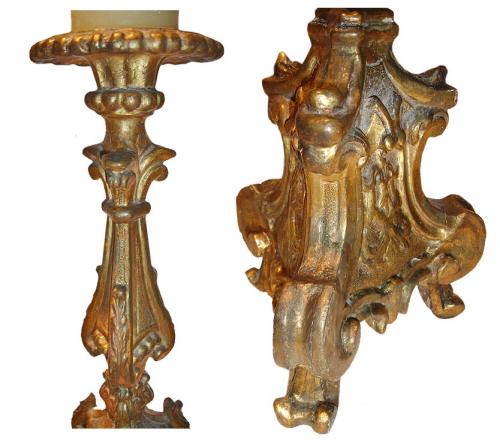 An Impressive Pair of 18th Century Carved Giltwood Rococo Pricket Candlesticks No. 3031