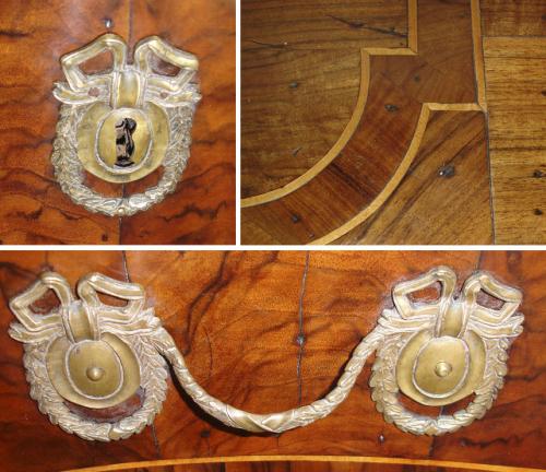 An Important Pair of 18th Century Italian Walnut Parquetry Two-Drawer Commodes No. 3329