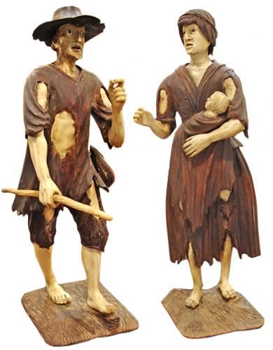 An Unusual Pair of Italian 18th Century Carved Bone and Wood Figurines No. 3335