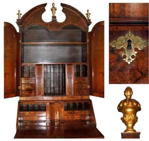 A Handsome 18th Century Burl Walnut Queen Anne Secretaire No. 2434