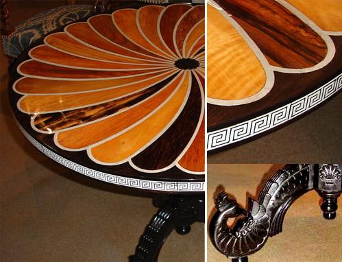 An 1830 Anglo-Indian Solid Ebony, Bone and Exotic Specimen Wood Parquetry Side Table No. 3355