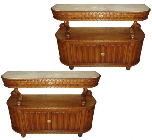 An Unusual Pair of 19th Century French Oak Sideboards No. 3365