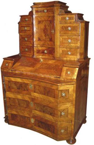 An Unusual Concave 18th Century German Walnut and Parquetry Bureau No. 3384