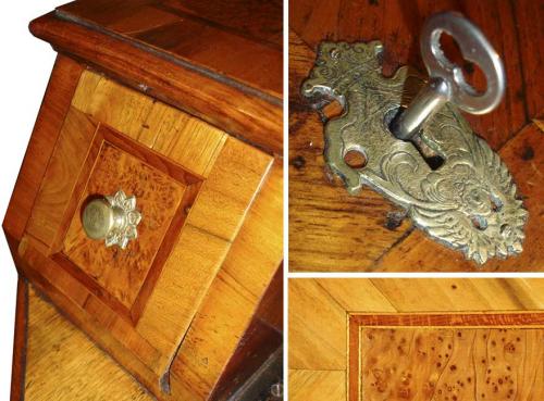 An Unusual Concave 18th Century German Walnut and Parquetry Bureau No. 3384