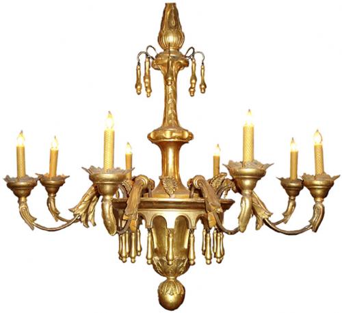 An Early 19th Century Italian Eight Light Giltwood Chandelier No. 3357